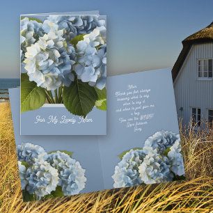 Invitation Blue Hydrangea Fleurs Mothers Day Message Card