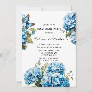 Invitation Blue Hydrangea Floral Butterfly Party