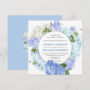 Invitation Blue Hydrangea Floral Greenery Mariage d'aquarelle