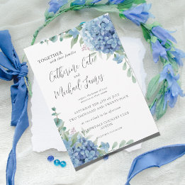 Invitation Blue Hydrangea Floral Mariage