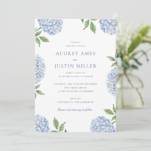 Invitation Blue Hydrangea Flower Classic Mariage