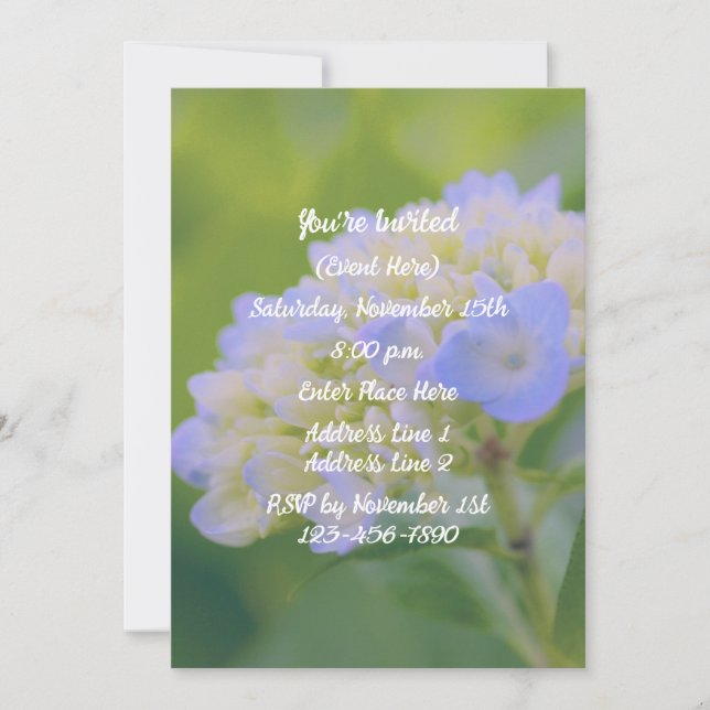 Invitation Blue Hydrangea Flower Party (Devant)