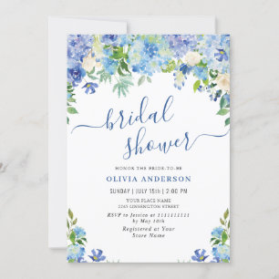 Invitation Blue Hydrangea Green Fête des mariées d'aquarelle