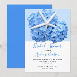 Invitation Blue Hydrangea Jardin de mer Fête des mariées Invi