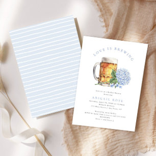 Invitation Blue Hydrangea Love est la brasserie Fête des mari
