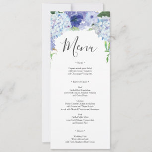 Invitation Blue Hydrangea Mariage Menu ou Fête des mariées