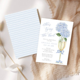 Invitation Blue Hydrangea She's Tying the Knot Fête des marié
