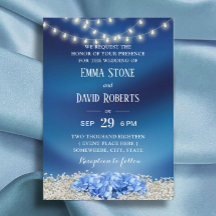 Blue Hydrangea & String Lights Navy Blue Mariage