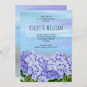 Invitation Blue hydrangea watercolor mariage fiançailles