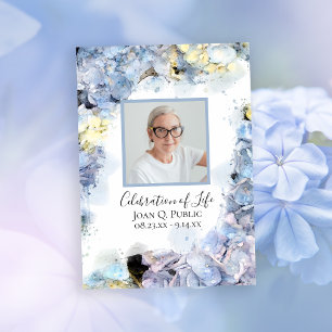 Invitation Blue Hydrangeas Aquarelle Célébration de la vie