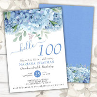 Blue Hydrangeas aquarelle Floral 100e anniversaire