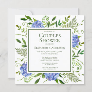 Invitation Blue Hydrangeas Couples Douche