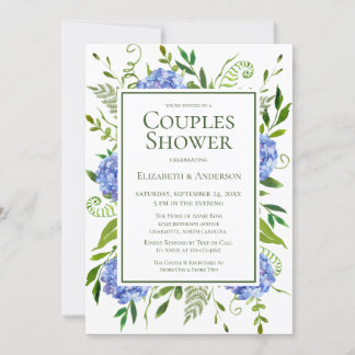 Invitation Blue Hydrangeas Couples Douche