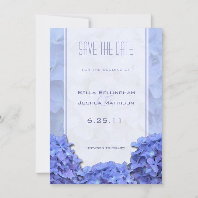 Invitation Blue Hydrangeas Enregistrer l'annonce de la date (Devant)