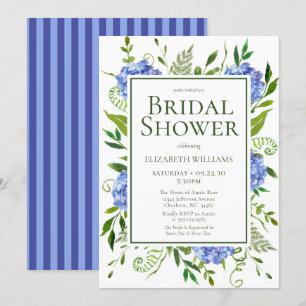 Invitation Blue Hydrangeas Floral Aquarelle Fête des mariées