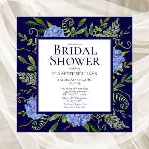 Invitation Blue Hydrangeas Floral Aquarelle Fête des mariées