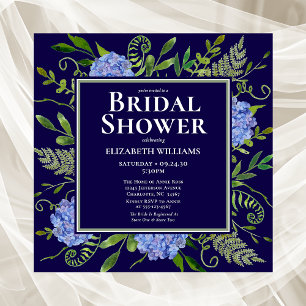 Invitation Blue Hydrangeas Floral Aquarelle Fête des mariées