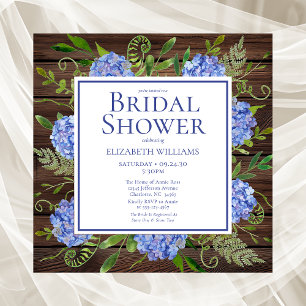 Invitation Blue Hydrangeas Floral Aquarelle Fête des mariées