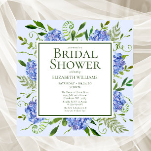 Invitation Blue Hydrangeas Floral Aquarelle Fête des mariées