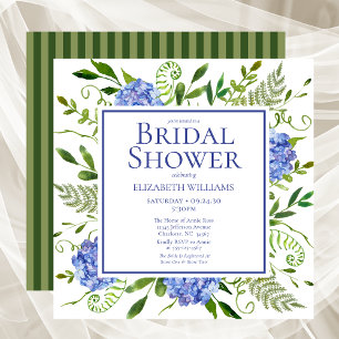 Invitation Blue Hydrangeas Floral Aquarelle Fête des mariées
