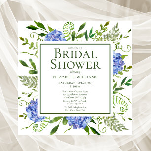 Invitation Blue Hydrangeas Floral Aquarelle Fête des mariées