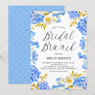 Invitation Blue Hydrangeas Winter Floral Bridal Brunch