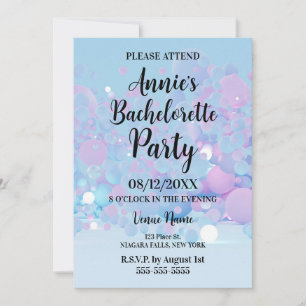 Invitation Blue Iridescente Cercles Bachelorette Party