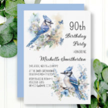 Blue Jay Bird Flowers Printemps 90e Anniversaire
