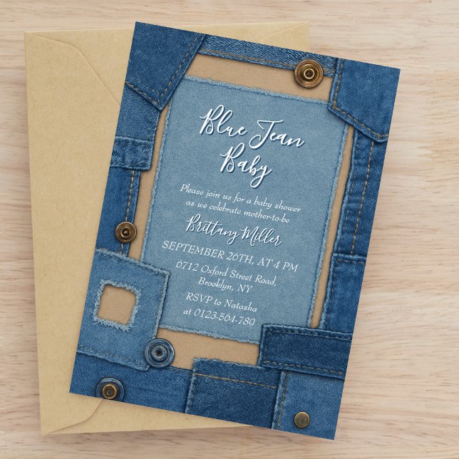 Invitation Blue Jean Baby Denim Baby Shower (Créateur téléchargé)