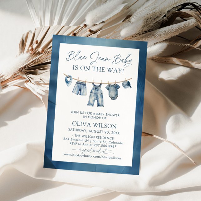 Invitation Blue Jean Baby est sur le chemin Baby shower (Créateur téléchargé)