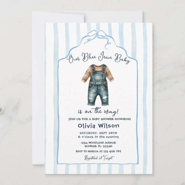 Invitation Blue Jean Baby Shower (Devant)