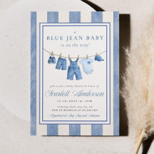 Blue Jean Baby Shower Invite, Denim Baby Shower 