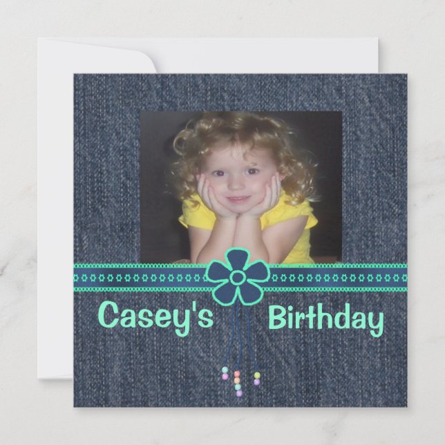 Invitation Blue Jean Denim Birthday (Devant)