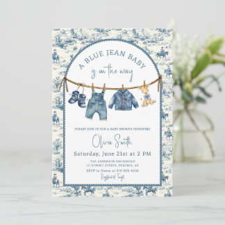 Invitation Blue Jean Denim Boy Baby Shower