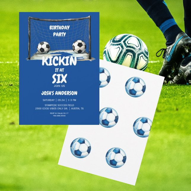 Invitation Blue Kickin it Soccer Anniversaire (Créateur téléchargé)