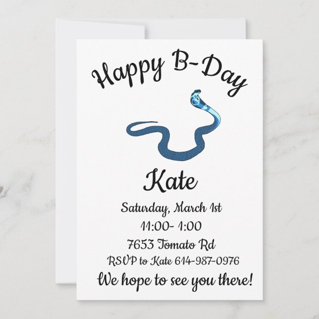 Invitation Blue King Cobra Joyeux Anniversaire  (Devant)