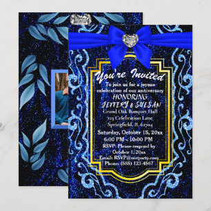 Invitation Blue Lace Moderne tendance Boho Classy Anniversair