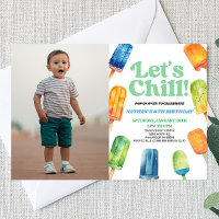 Blue Let's Chill Popsicle Photo Anniversaire Fête