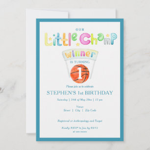 Invitation Blue Little Champ Basketball N'importe quel âge Ga