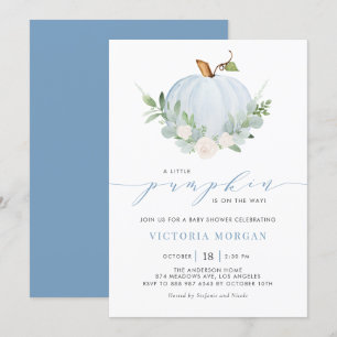 Invitation Blue Little Citrouille C'est un garçon Baby shower