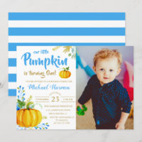 Blue Little Citrouille Fall Boy Anniversaire Photo