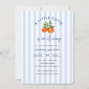 Invitation Blue Little cutie sur son chemin Citrus Baby showe