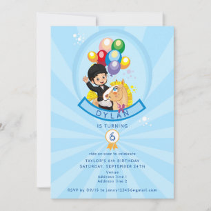 Invitation Blue Little Pony Horse Jeu d'Anniversaire