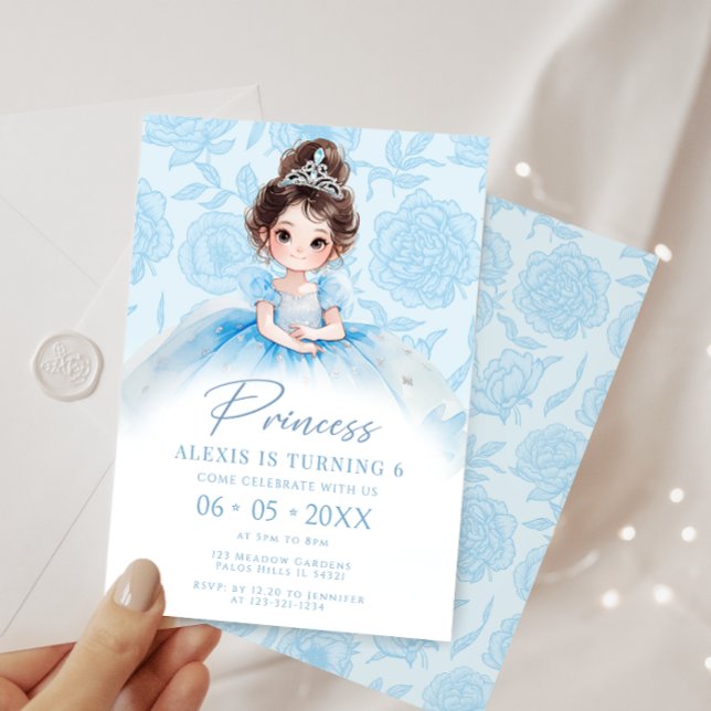 Invitation Blue Little Princess Royal Birthday Girl (Créateur téléchargé)