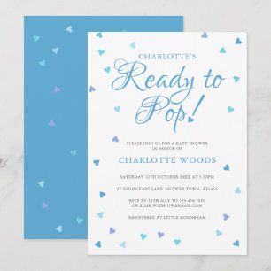 Invitation Blue Love Hearts Prêt À Pop Baby Boy Douche