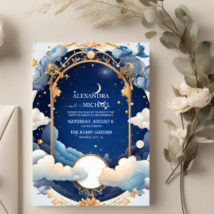 Invitation Blue Mid Summer Night Dream Mariage céleste