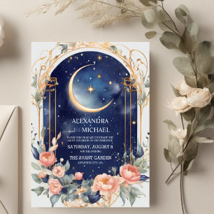 Invitation Blue Mid Summer Night Dream Mariage céleste