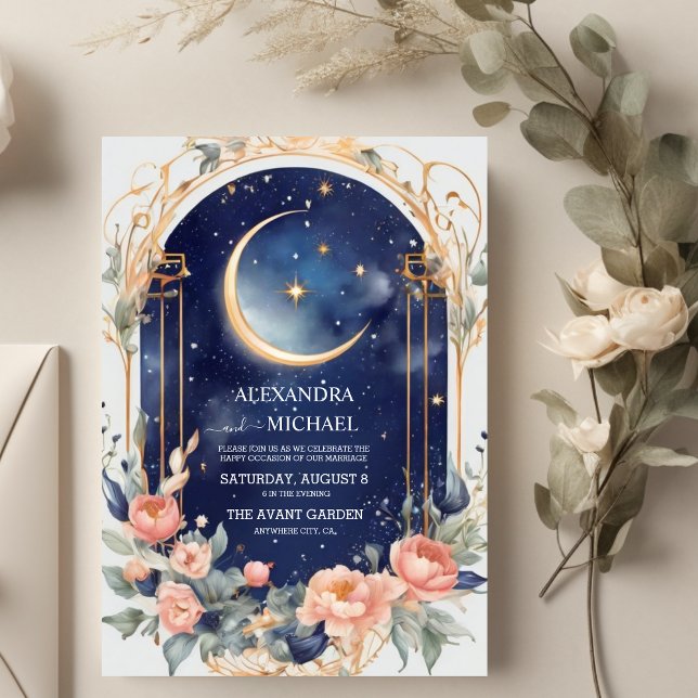 Invitation Blue Mid Summer Night Dream Mariage céleste (Créateur téléchargé)