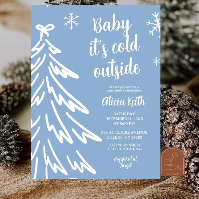 Invitation Blue Modern Minimalist Winter Baby Shower (Créateur téléchargé)