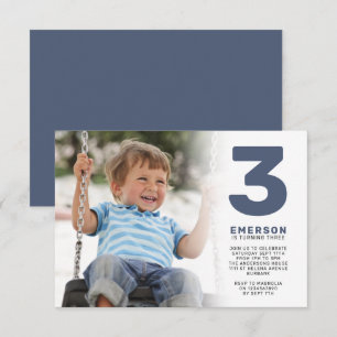 Invitation Blue Modern Photo fête d'anniversaire